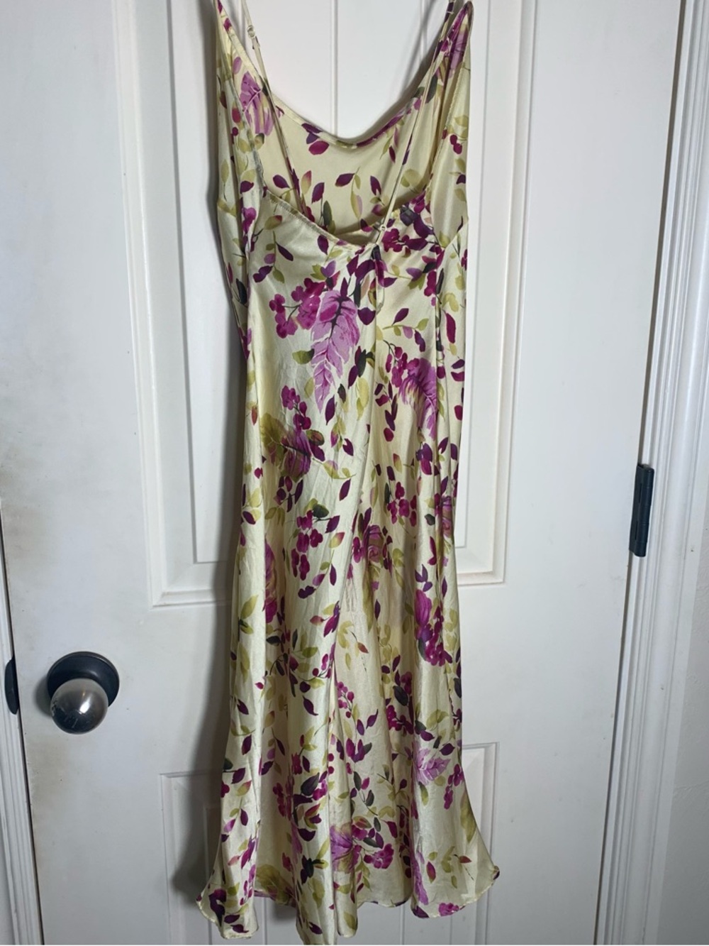 Victoria's Secret Yellow 100% Silk Chemise with Purple Floral Print - Picture 3 of 7